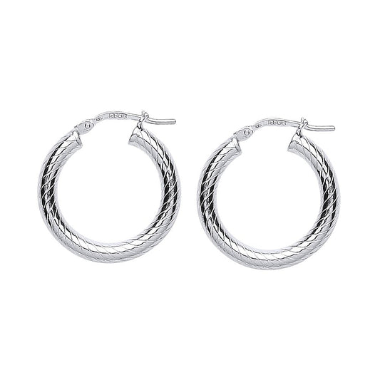 Silver Snake Twist Hoop Earrings 21mm 3mm - ER54