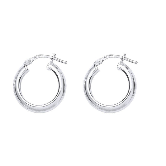 Silver Round Tube Polished Hoop Earrings 18mm 2.5mm - ER55