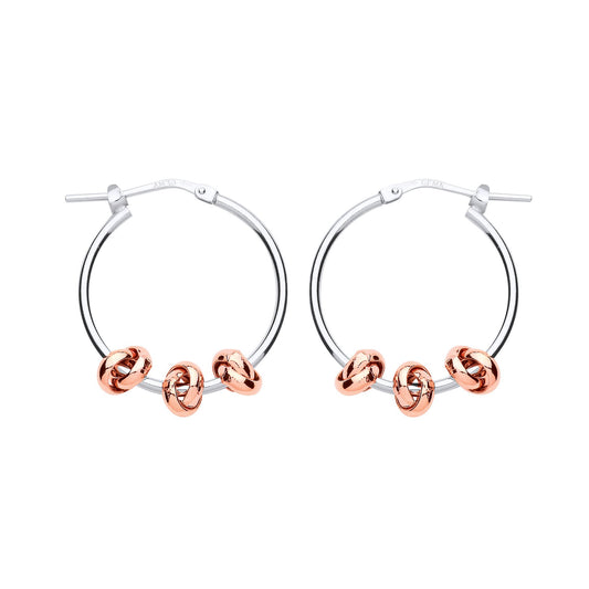 Rose Silver Triple Knot Hoop Earrings 24mm - ER83