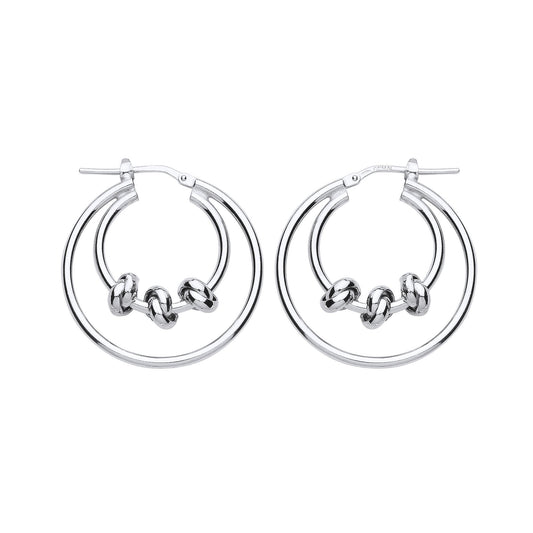 Silver Triple Knot Double Hoop Earrings 29mm - ER84