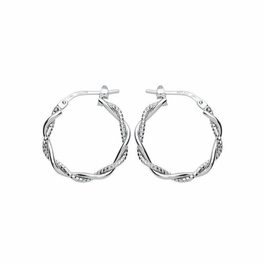 Silver Snake Twist Pentagon Hoop Earrings 19mm - ER87