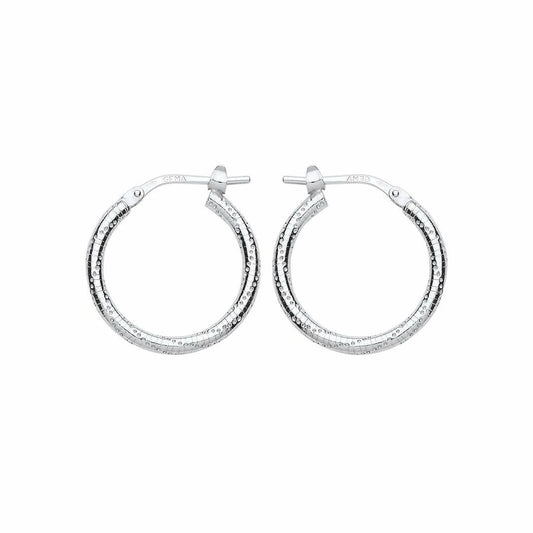 Silver Ribbed Snake Twist Hoop Earrings 19mm - ER89