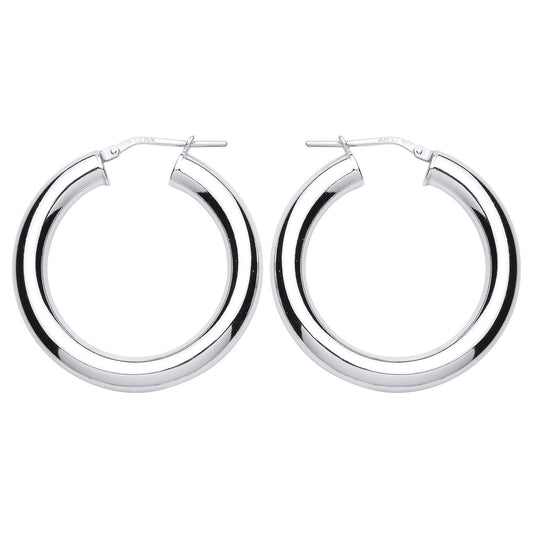 Silver Polished Hoop Earrings 32mm - ER94