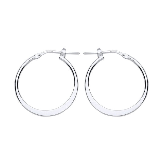 Silver Graduated Flat Hoop Earrings 22mm - ER95