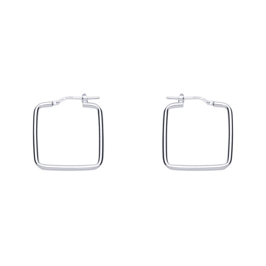 Silver Square Shape Hoop Earrings 23mm - ER99