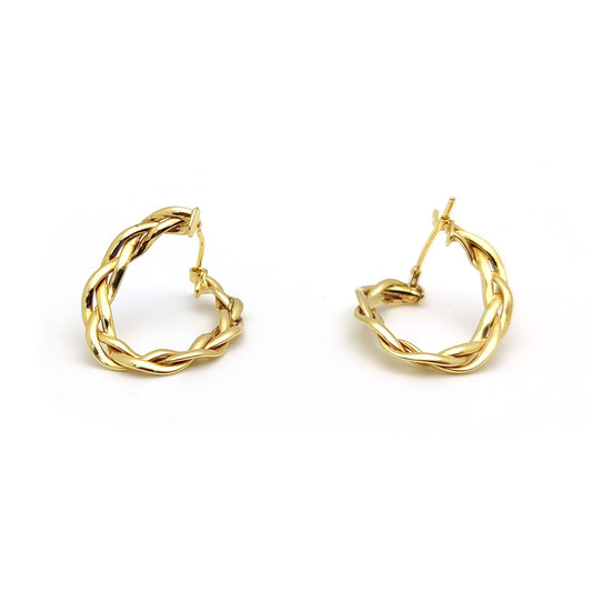 9ct Gold Plaited "Front and Back" Oval Hoop Earrings - ERNR02143