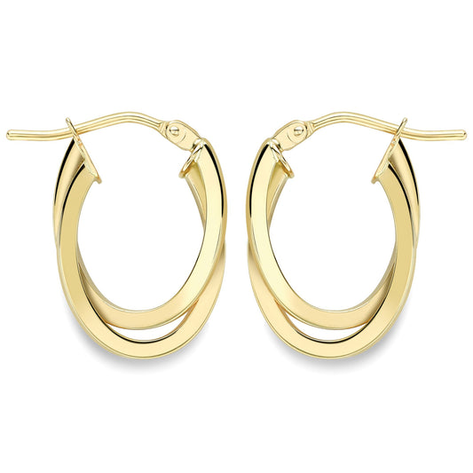 9ct Gold Square Tube Horseshoe U-Shape Hoop Earrings - ERNR02383