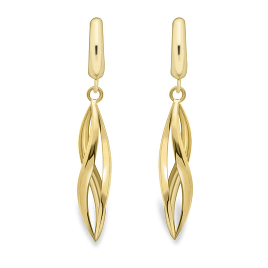 9ct Gold Twist Flame Torpedo Drop Earrings - ERNR02402