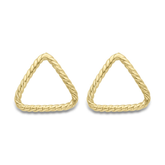 9ct Gold Rope Twist Equilateral Triangle Stud Earrings - ERNR02649