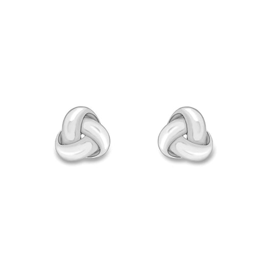 9ct White Gold Trilogy Love Knot Stud Earrings - ERNR02716