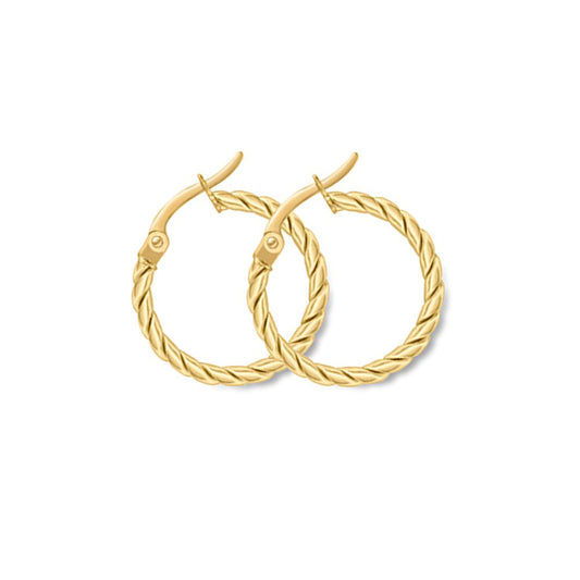 9ct Gold Cable Twist Hoop Earrings - ERNR02798