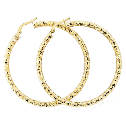 9ct Gold Hammered Hoop Earrings - ERNR02911