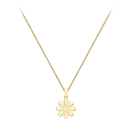 Ladies 9ct Yellow Gold Hippy Daisy Flower Charm Pendant 11mm - FANR02600