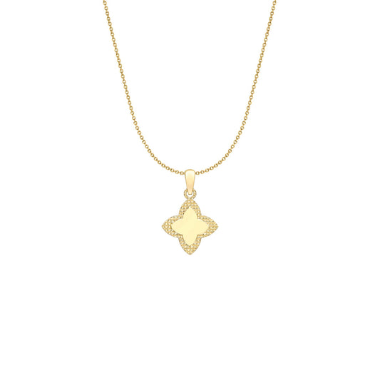 9ct Gold Pointed Quatrefoil 4 Leaf Clover Charm Pendant 12mm - FANR02602