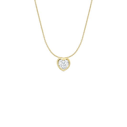 9ct Gold CZ Love Heart Bezel Solitaire Charm Pendant 6mm - FANR02603