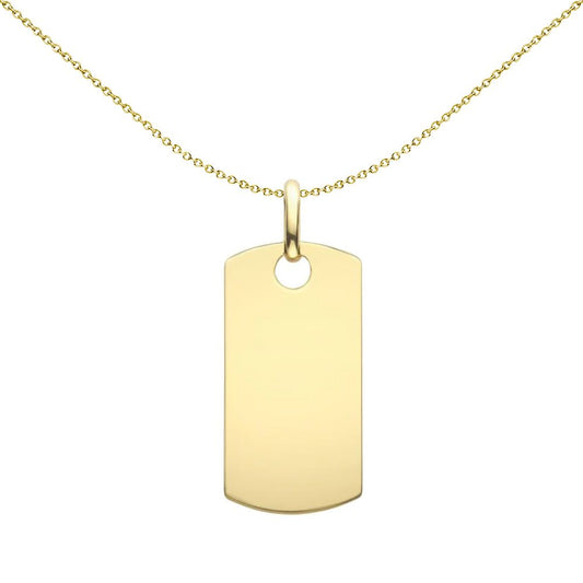 9ct Gold Rectangular Dog Tag Pendant - FANR02604