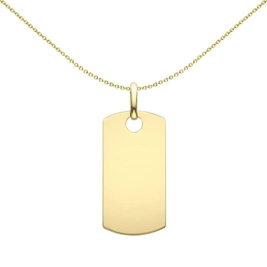 9ct Gold Rectangular Dog Tag Pendant - FANR02604