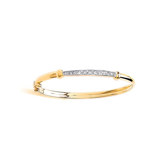 9ct Gold Kids Graduated CZ Baby Bangle Bracelet - G9BN1001