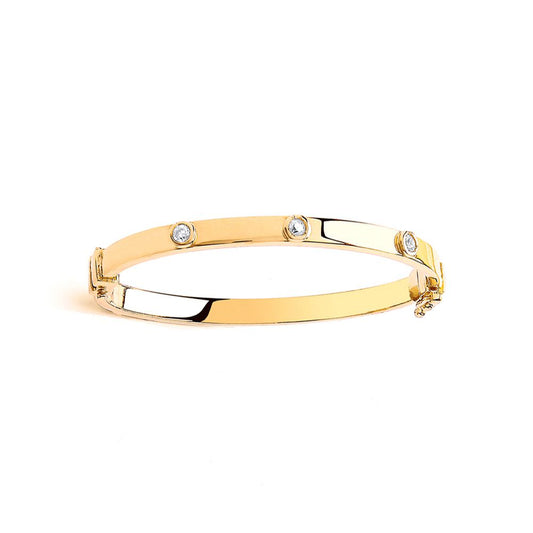 9ct Gold Childrens' CZ Bangle - G9BN1009