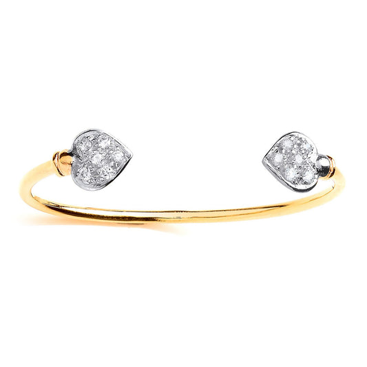 9ct Gold Baby CZ Heart Torque Bangle - G9BN1011