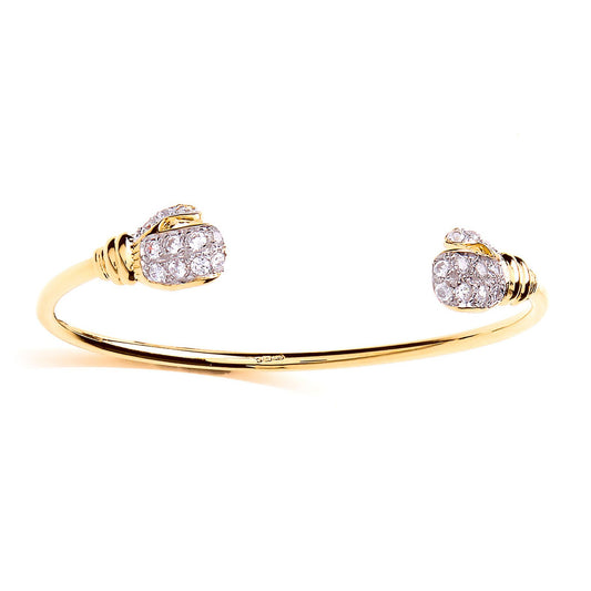 9ct Gold Baby CZ Boxing Glove Torque Bangle - G9BN1012