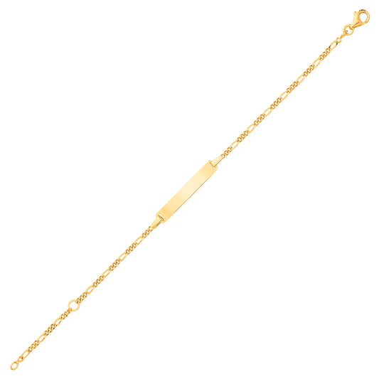 Kids 9ct Gold Classic Figaro Chain Identity ID Bar Bracelet 6" - G9CID0006