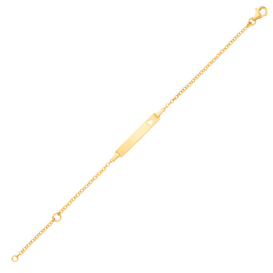 Kids 9ct Gold Round Belcher Heart Identity ID Bar Bracelet 5 + 1" - G9CID0008