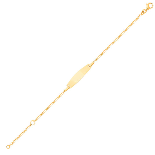 Kids 9ct Gold Round Belcher Oval Convex Identity ID Bracelet 6" - G9CID0009