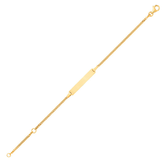 Kids 9ct Gold Classic Curb Identity ID Bar Bracelet 5 + 1 inch - G9CID0010