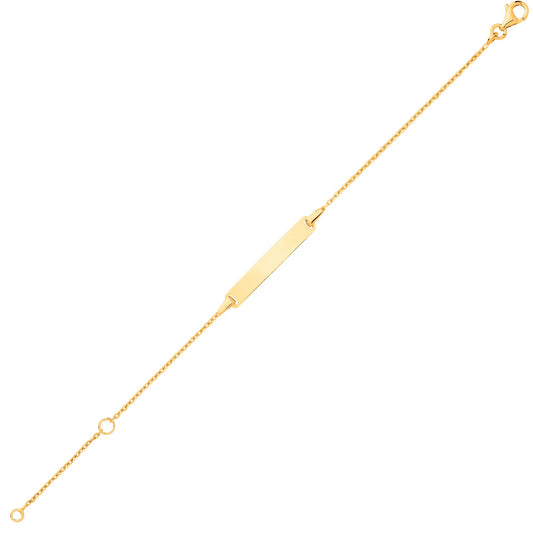 Kids 9ct Gold Trace Chain Identity ID Bar Bracelet 5 + 1 inch - G9CID0013