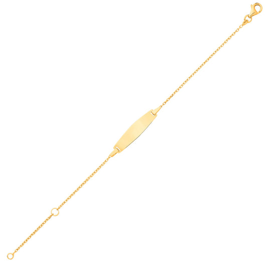 Kids 9ct Gold Trace Link Oval Convex Identity ID Bar Bracelet 6" - G9CID0015