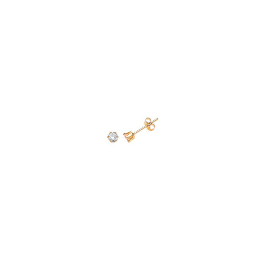 9ct Gold CZ Claw Set stud earrings - G9E8049