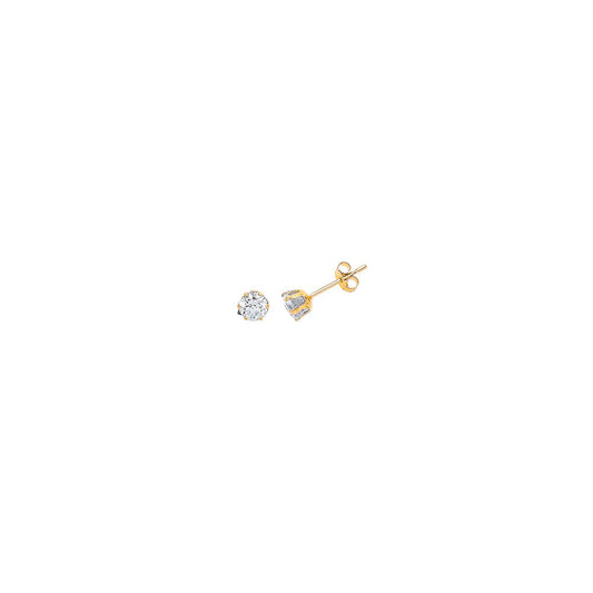 9ct Gold CZ 6 Claw Solitaire Stud Earrings - G9E8050
