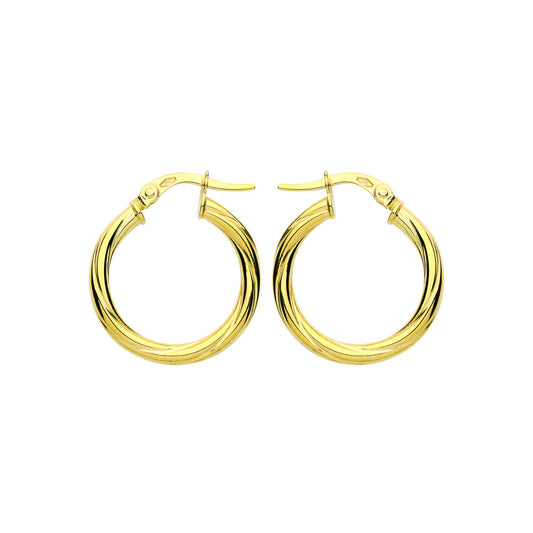 9ct Gold Classic Twist Hoop Earrings 20mm 2.5mm - G9E8086