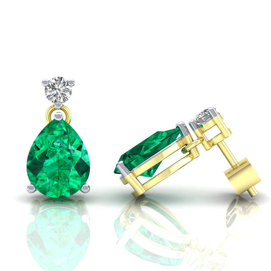 9ct Gold Green Pear CZ Tears of Joy Toi et Moi Stud Earrings - G9E8103EM