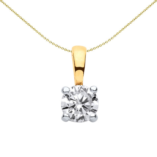 9ct Gold CZ Elegant 4 Claw 4mm Solitaire Pendant Necklace 16-20" - G9P6023