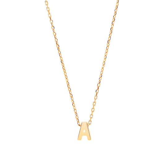 9ct Gold Letter A Initial Pendant Necklace 17 inch 43cm - G9P6032A