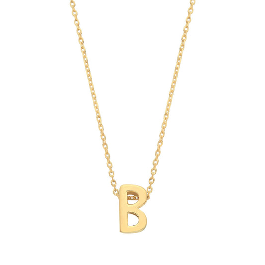 9ct Gold Letter B Initial Pendant Necklace 17 inch 43cm - G9P6032B