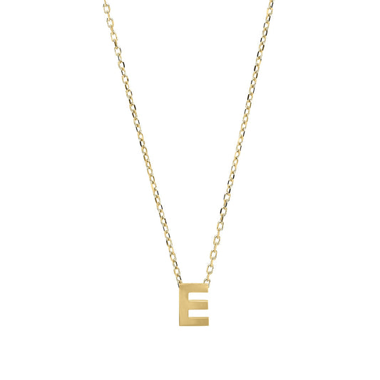 9ct Gold Letter E Initial Pendant Necklace 17 inch 43cm - G9P6032E
