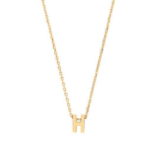 9ct Gold Letter H Initial Pendant Necklace 17 inch 43cm - G9P6032H