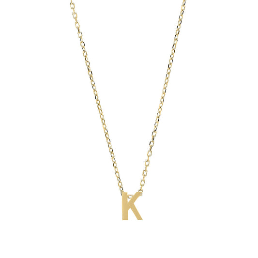 9ct Gold Letter K Initial Pendant Necklace 17 inch 43cm - G9P6032K