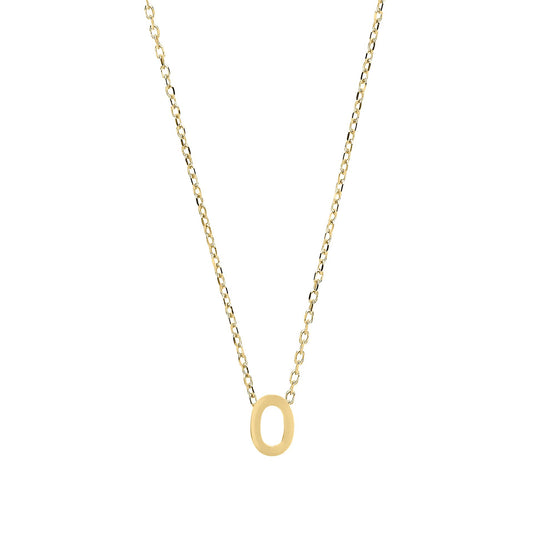 9ct Gold Letter O Initial Pendant Necklace 17 inch 43cm - G9P6032O
