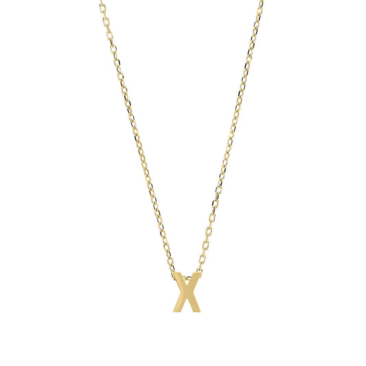 9ct Gold Letter X Initial Pendant Necklace 17 inch 43cm - G9P6032X