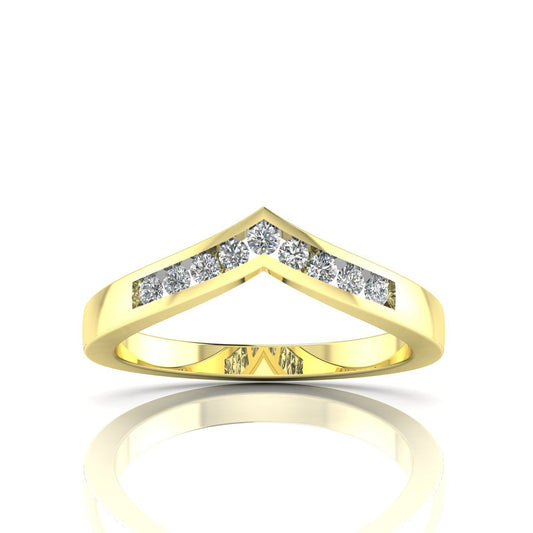9ct Gold CZ Channel Set Engagement Wishbone Ring - G9R9029