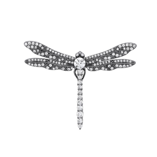 Silver CZ Dragonfly Pin Brooch - GBRCH002