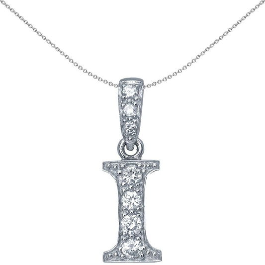 Sterling Silver CZ Letter I Initial Identity ID Personal Pendant - GIN2-I