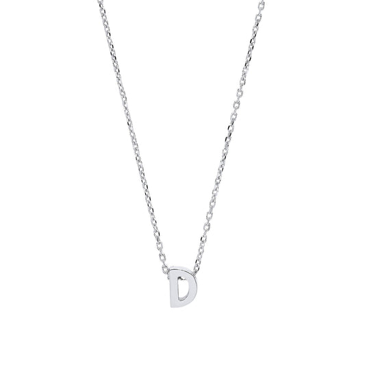 Silver Letter D Initial Pendant Necklace 18 inch - GIN4D