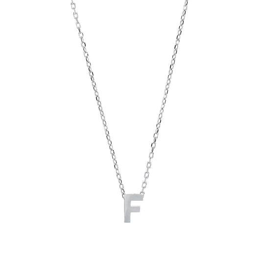 Silver Letter F Initial Pendant Necklace 18 inch - GIN4F