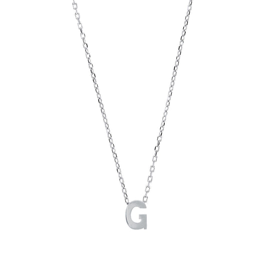 Silver Letter G Initial Pendant Necklace 18 inch - GIN4G
