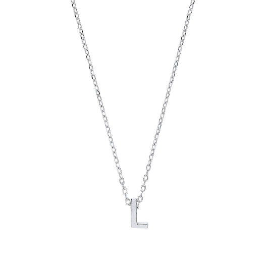 Silver Letter L Initial Pendant Necklace 18 inch - GIN4L
